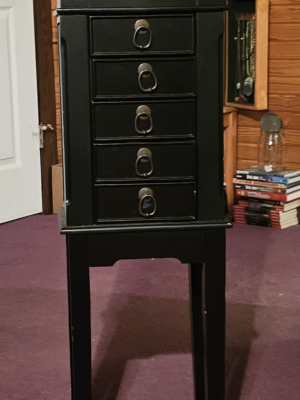 Black Tall 5-Drawer Jewelry Cabinet Storage Organizer